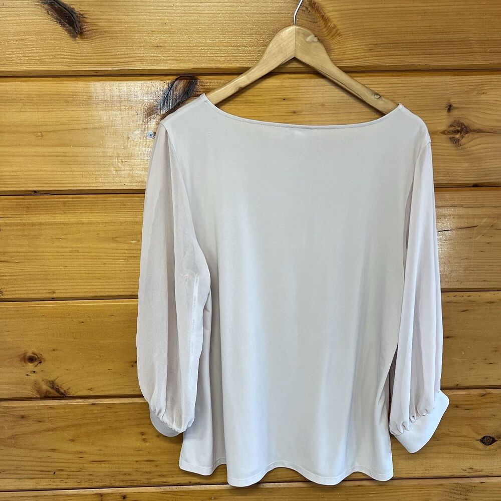 Calvin Klein Womens Blouse Size Large Round Neck Blush Pink with Sheer Sleeve - Picture 4 of 4